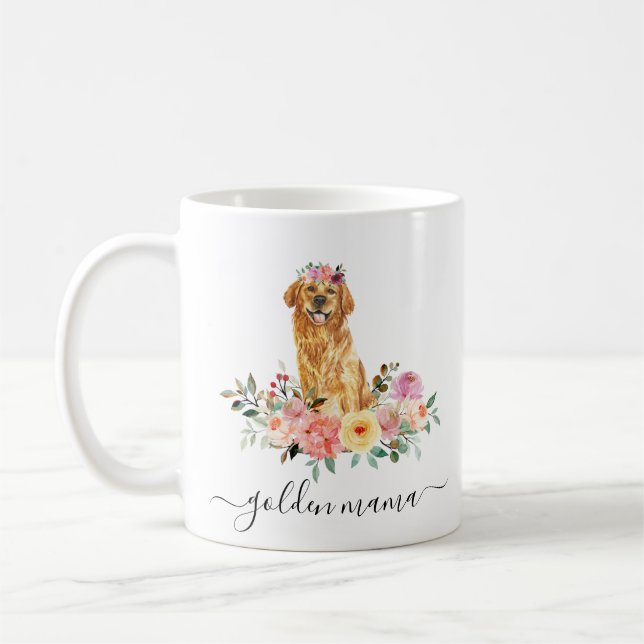 Golden Retriever Mum Floral  Coffee Mug (Left)