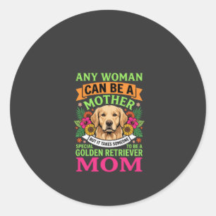 Golden Retriever Mum Floral Dog Lover Classic Round Sticker