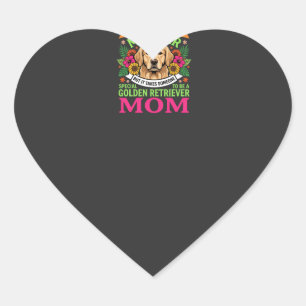 Golden Retriever Mum Floral Dog Lover Heart Sticker