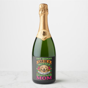 Golden Retriever Mum Floral Dog Lover Sparkling Wine Label