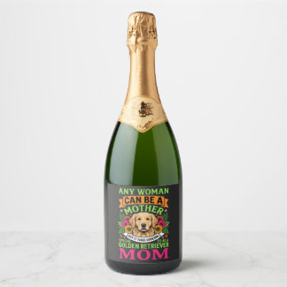 Golden Retriever Mum Floral Dog Lover Sparkling Wine Label