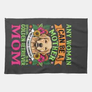 Golden Retriever Mum Floral Dog Lover Tea Towel