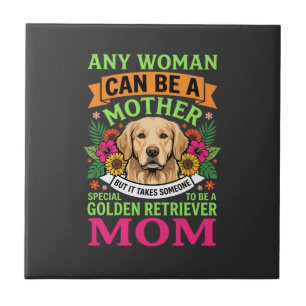 Golden Retriever Mum Floral Dog Lover Tile