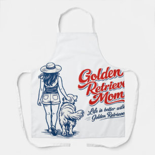 Golden Retriever Mum Kitchen Apron - Retro Dog Lov