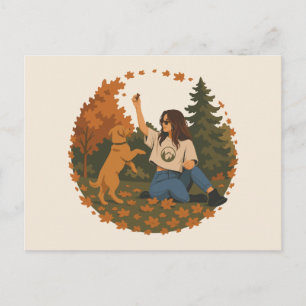 Golden Retriever Mum Life Autumn Adventure Postcard