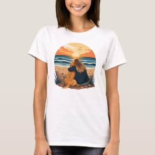 Golden Retriever Mum Life Beach Sunset T-Shirt