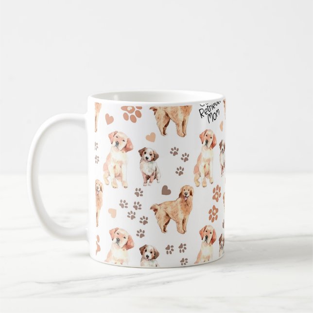 Golden Retriever Mum Pattern Coffee Mug (Left)