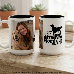 Golden Retriever mum photo gift Two-Tone Coffee Mug