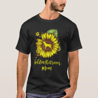Golden Retriever Mum Sunflower With Dog Paw T-Shirt