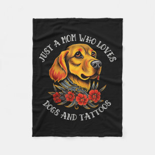 Golden Retriever Mum That Loves Dogs And Tattoos  Fleece Blanket