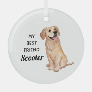 Golden Retriever My Best Friend Custom Name   Glass Tree Decoration