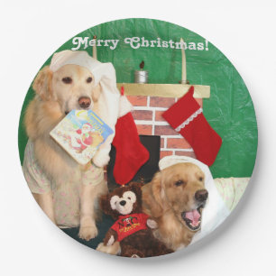 Golden Retriever Night Before Christmas Paper Plate