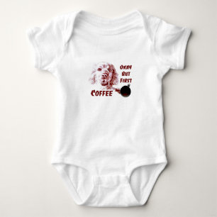 Golden Retriever Okay But First Coffee Dog Lover Baby Bodysuit