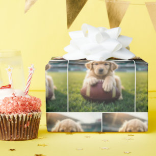 Golden Retriever On A Football  Wrapping Paper