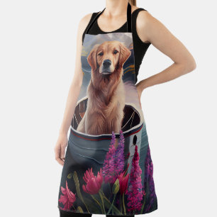 Golden Retriever on a Paddle: A Scenic Adventure Apron