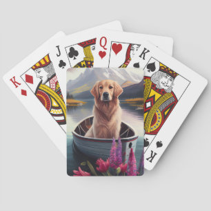 Golden Retriever on a Paddle: A Scenic Adventure Playing Cards