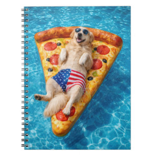 Golden Retriever on a Pizza Slice Air Mattress Notebook