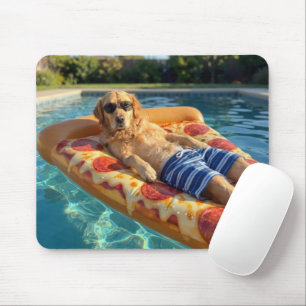 Golden Retriever on a Pizza Slice Pool Float Mouse Mat