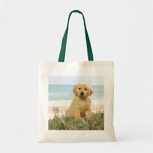 Golden Retriever On Beach Tote Bag (Front)