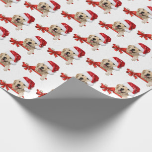 Golden Retriever on Christmas bow Wrapping Paper