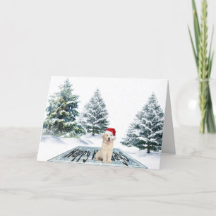Golden Retriever on Christmas Rug Holiday Card