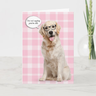 Golden Retriever on plaid birthday humour Card