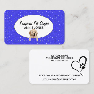 Golden Retriever on Polka Dots for Pet Grooming   Business Card