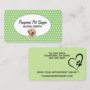 Golden Retriever on Polka Dots for Pet Grooming   Business Card