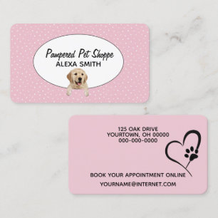 Golden Retriever on Polka Dots for Pet Grooming   Business Card