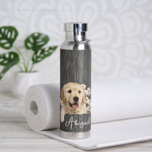Golden Retriever On Wood Water Bottle