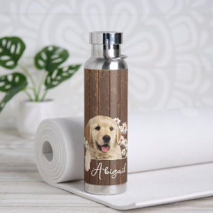Golden Retriever On Wood Water Bottle