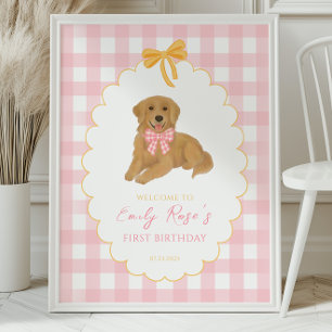 Golden Retriever One Golden Year Birthday Welcome Poster