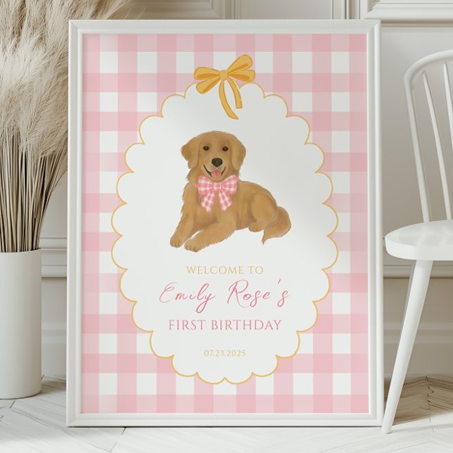 Golden Retriever One Golden Year Birthday Welcome Poster (Creator Uploaded)