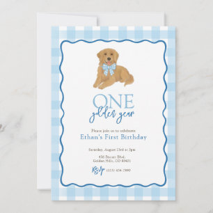 Golden Retriever One Golden Year First Birthday Invitation