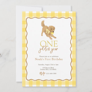 Golden Retriever One Golden Year First Birthday Invitation