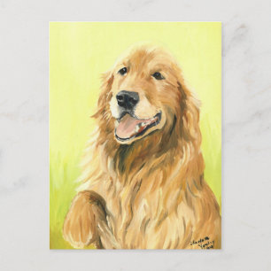 Golden Retriever Original Dog Art Postcard