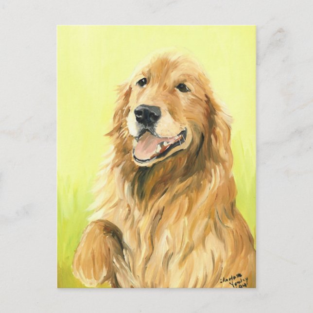 Golden Retriever Original Dog Art Postcard (Front)