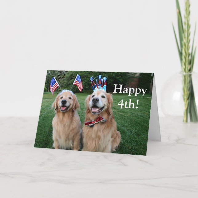 Golden Retriever Outdoor Independence Day Card (Front)