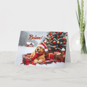 Golden Retriever Outside Christmas Card