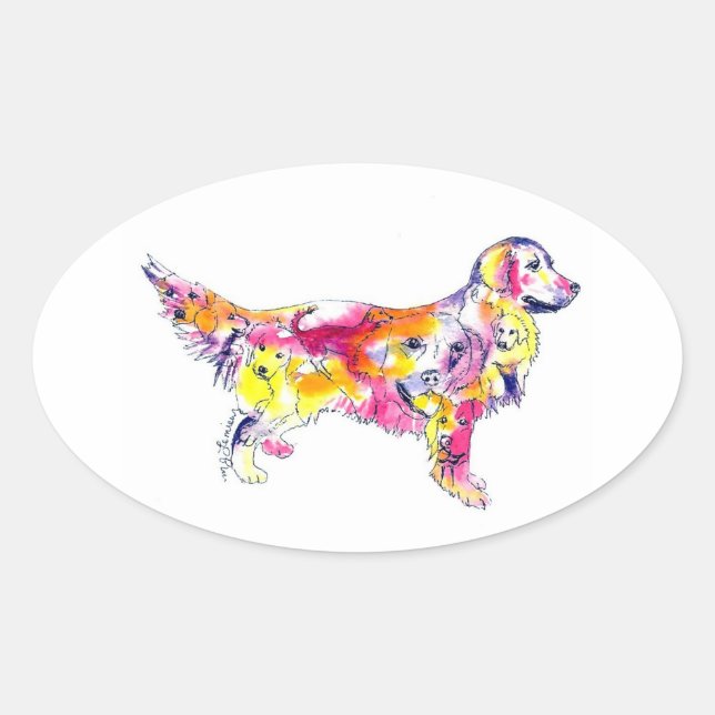 Golden Retriever Oval Sticker (Front)