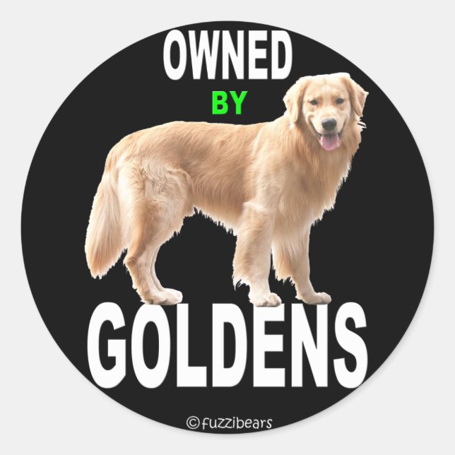 Golden Retriever 'Owned By Goldens' black sticker (Front)