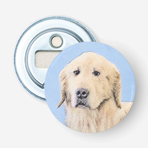 Golden Retriever Painting - Cute Original Dog Art Bottle Opener