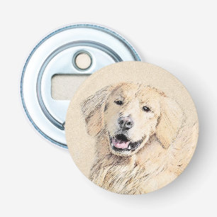 Golden Retriever Painting - Cute Original Dog Art Bottle Opener