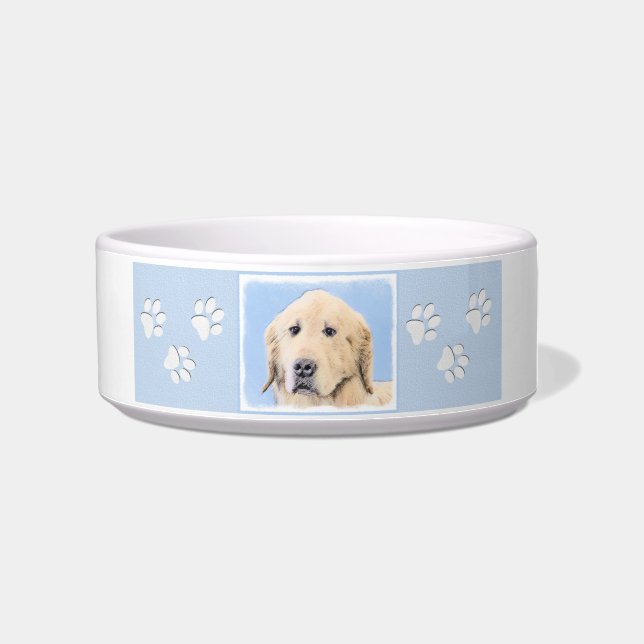 Golden Retriever Painting - Cute Original Dog Art Bowl (Right)