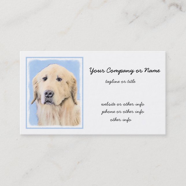 Golden Retriever Painting - Cute Original Dog Art Business Card (Front)