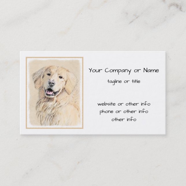 Golden Retriever Painting - Cute Original Dog Art Business Card (Front)
