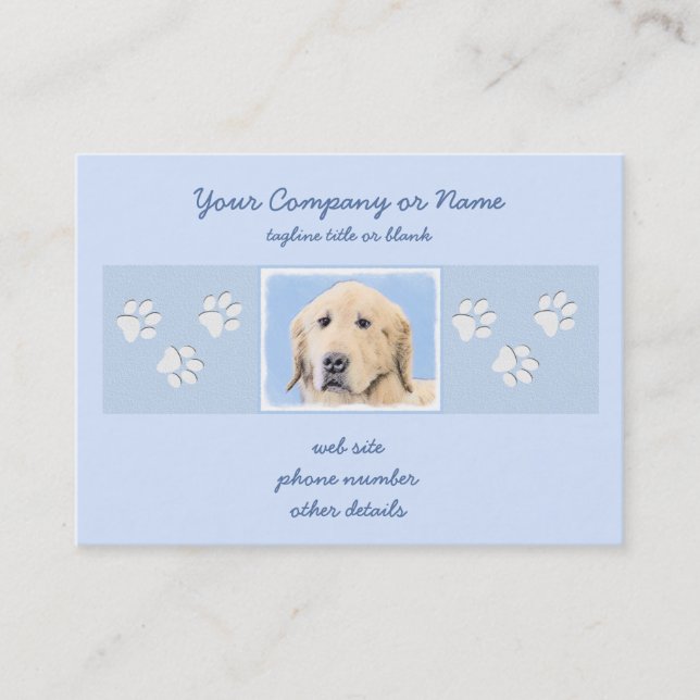 Golden Retriever Painting - Cute Original Dog Art Business Card (Front)