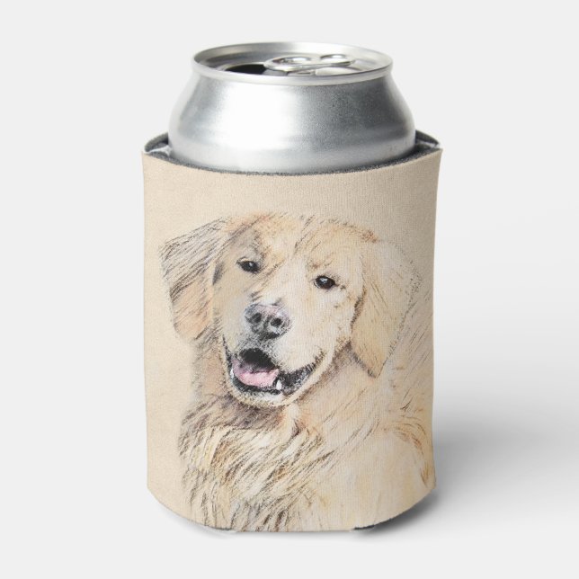 Golden Retriever Painting - Cute Original Dog Art Can Cooler (Can Front)