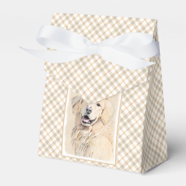 Golden Retriever Painting - Cute Original Dog Art Favour Box (Front Side)
