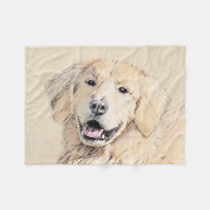 Golden Retriever Painting - Cute Original Dog Art Fleece Blanket